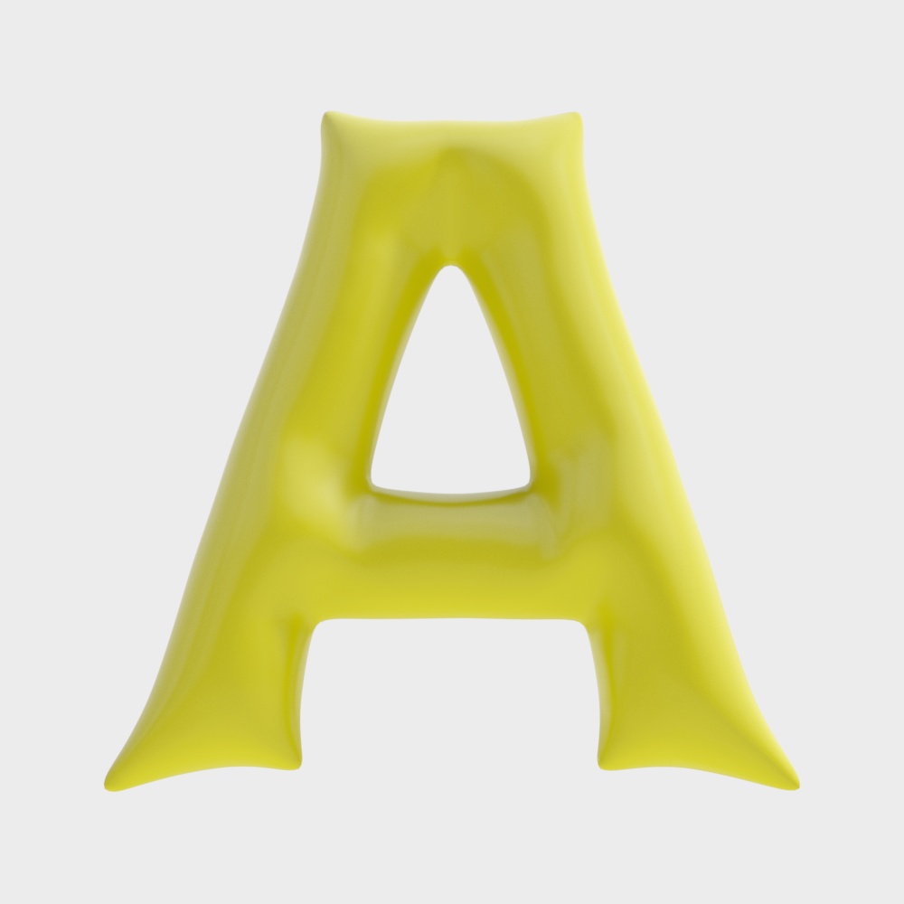 Modern Yellow Low-Poly Letter A 3D model
