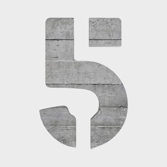 Concrete Number 5 3D model for Creative Projects