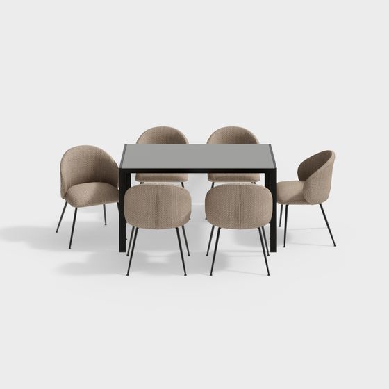 Urban Living Room Dining Table and Chair Set 3D model