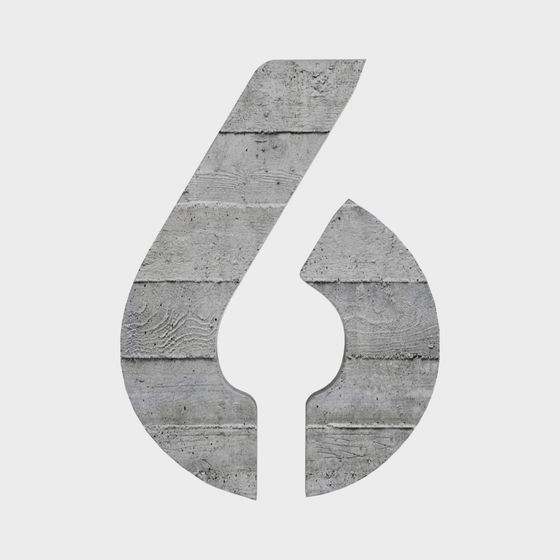 Concrete Number 6 Low-Poly 3D Model