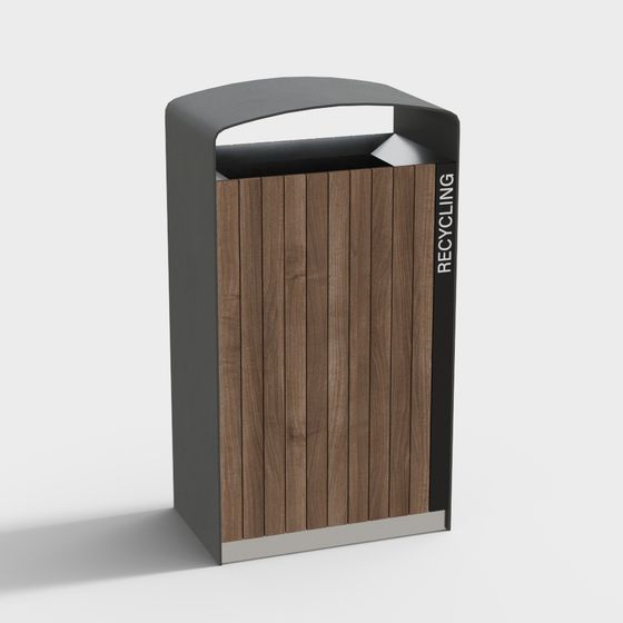 Stylish Low-Poly Recycling Bin 3D model