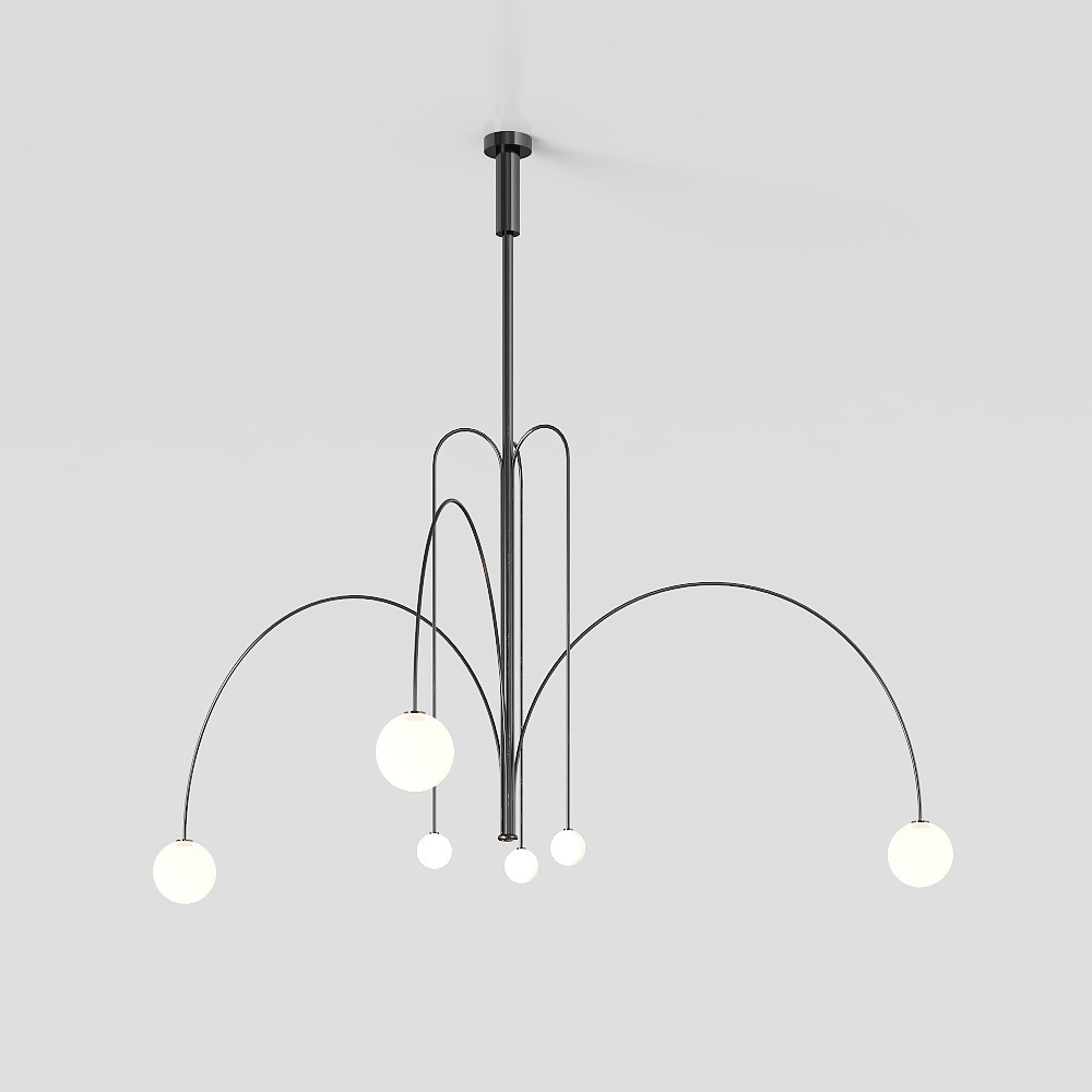 Elegant Low-Poly Chandelier 3D Model – Curved Metal Design