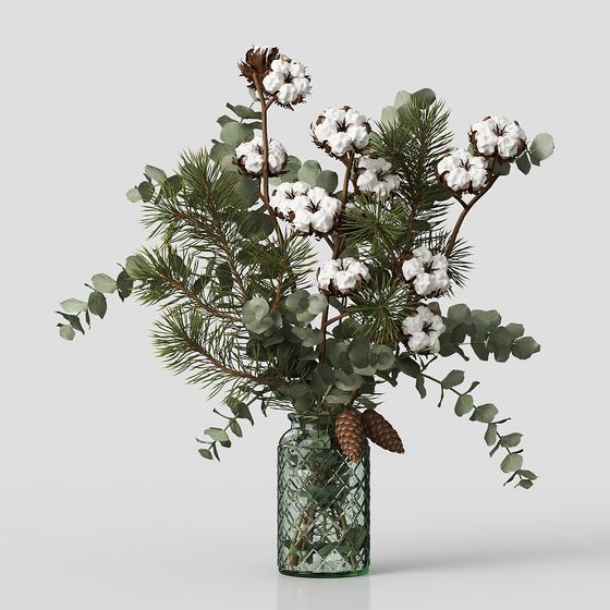Winter Greenery Vase 3D model for Creative Projects