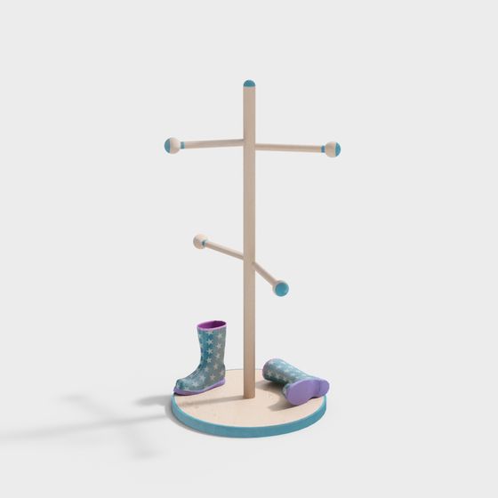 Whimsical Children's Rain Boot Rack 3D Model