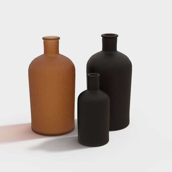 Vintage Glass Bottles Low-Poly 3D model