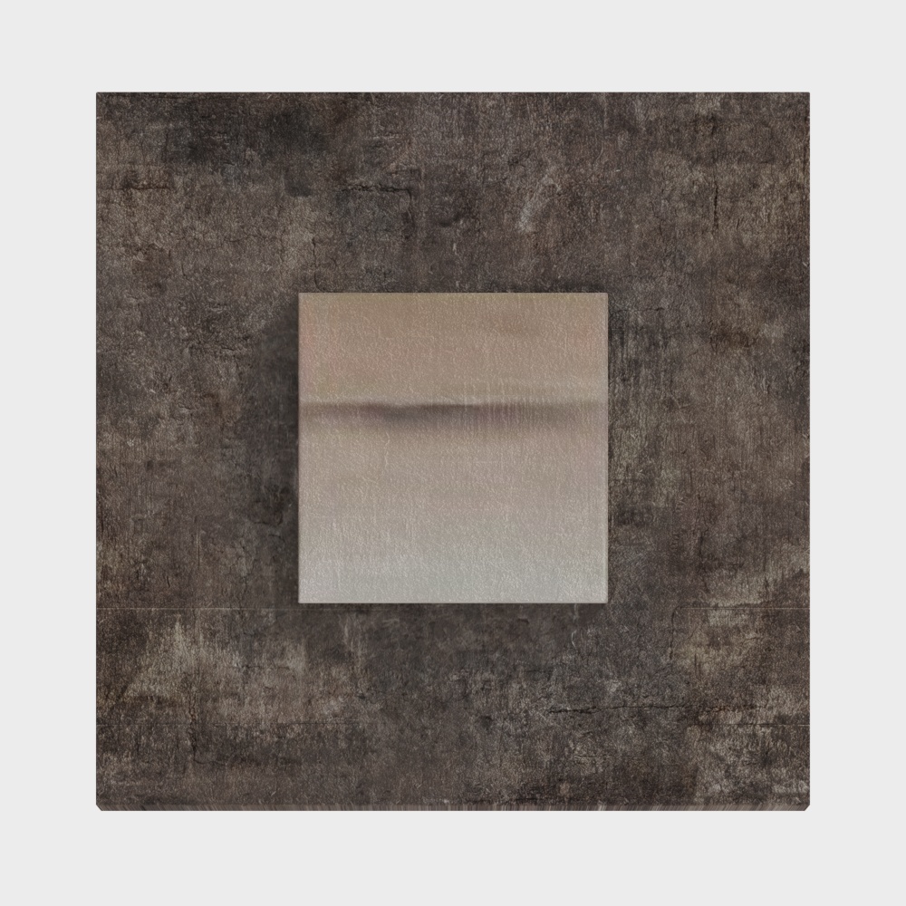 Low-Poly Metal Cube on Concrete Wall 3D Model