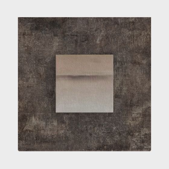 Stylish Low-Poly Metal Cube on Concrete Wall 3D model