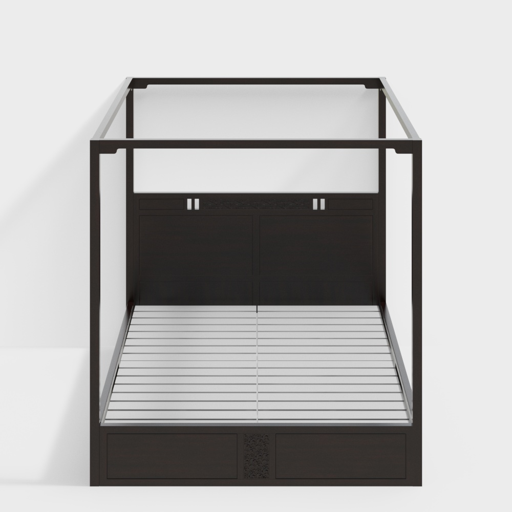 Cama doble de estilo chino moderno