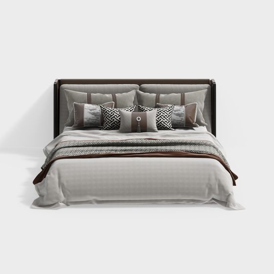 Cama doble de estilo chino moderno