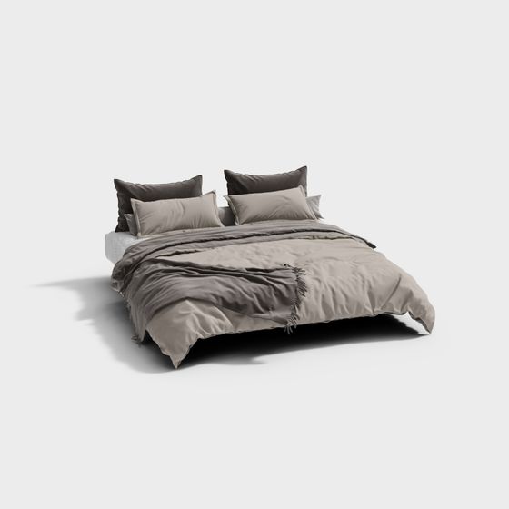 Elegant Low-Poly Bed 3D model for Modern Interiors