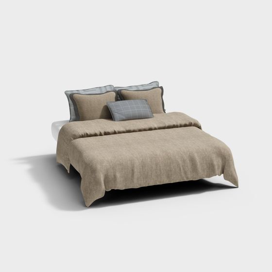 Elegant 3D Bed Model for Modern Interior Design