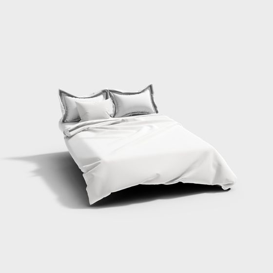 Elegant Low Poly Bed 3D model for Tranquil Spaces