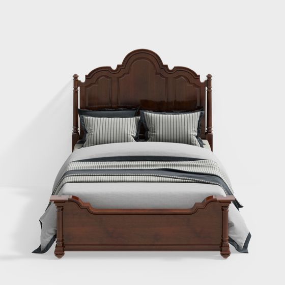 Vintage Bed 3D model Inspired by 19th Century Elegance