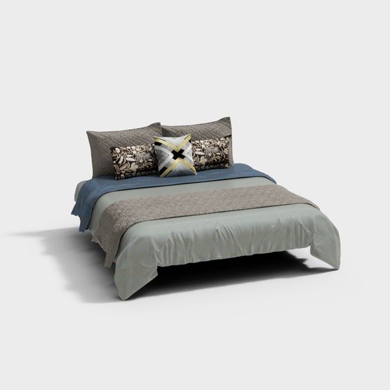 Elegant Modern Bed 3D model for Interior Design