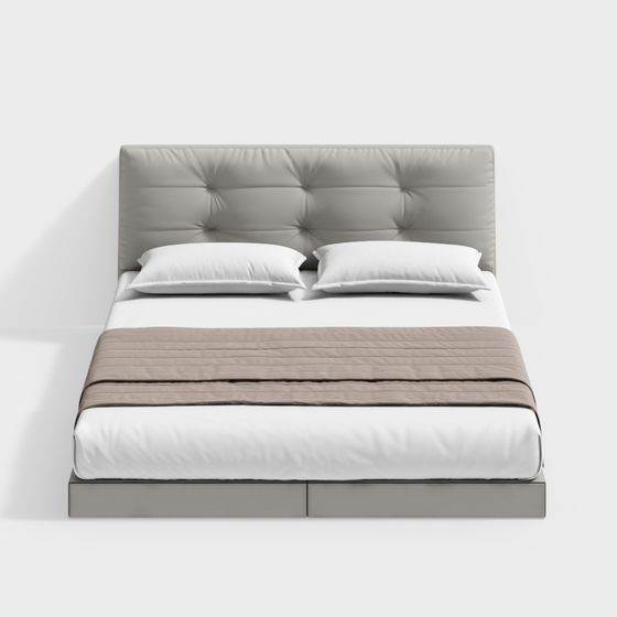 Stylish Low-Poly Bed 3D model for Modern Interiors