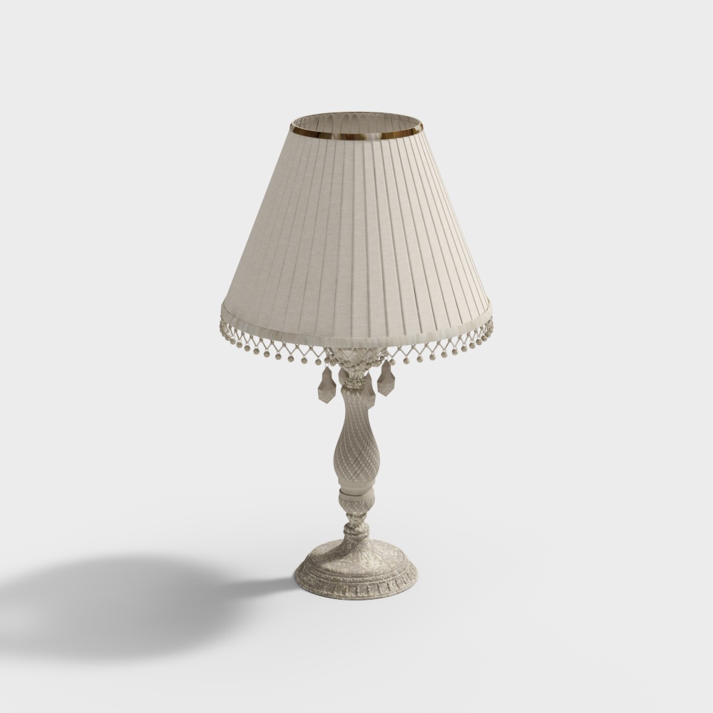 Elegant Low-Poly Table Lamp 3D Model – Classic Beige Design