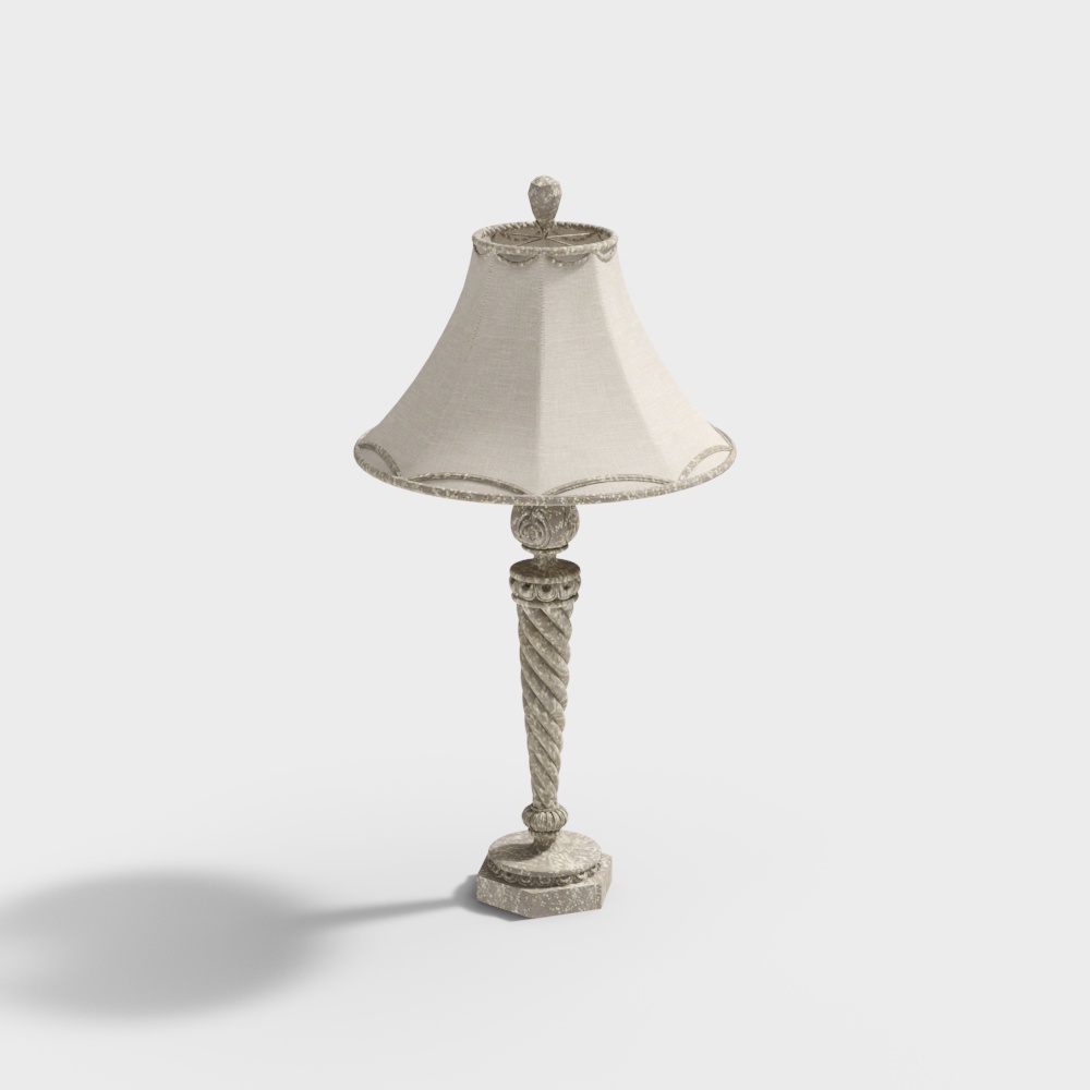 Vintage Table Lamp 3D Model – Classic Design with Marble Base