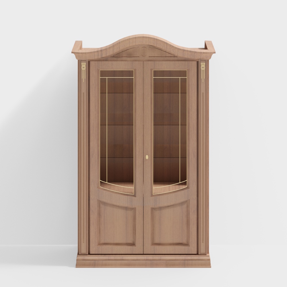 Elegant Vintage Display Cabinet 3D Model – Low-Poly Classic Style
