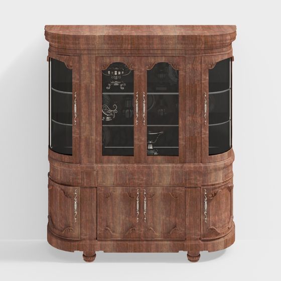 Elegant Classical Bar Cabinet 3D Model