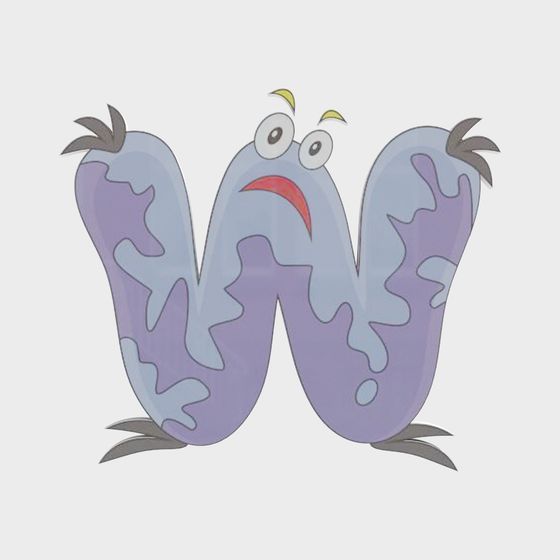 Vibrant Low-Poly 'W' Monster 3D Model