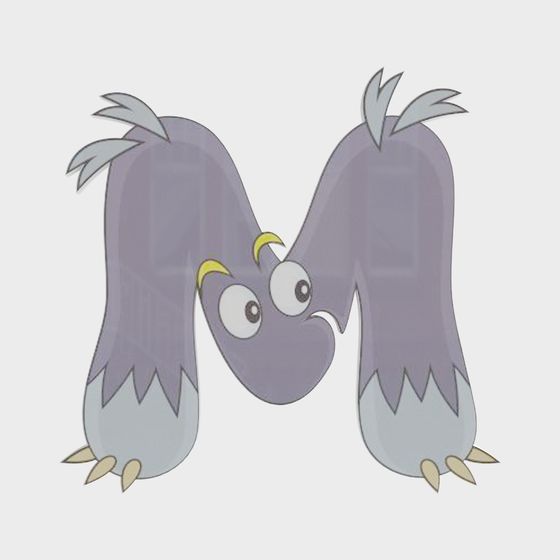 M Letter Monster 3D model for Creative Projects