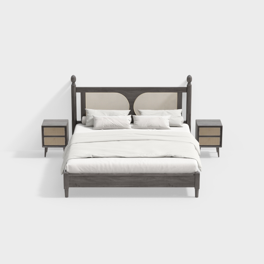 Ancient style double bed combination