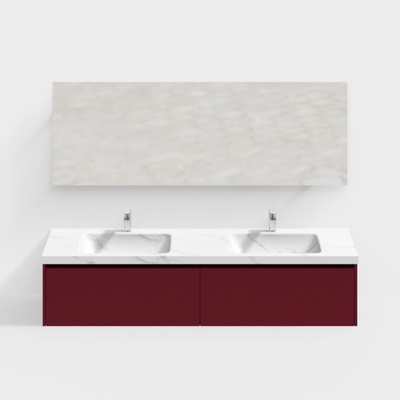 Elegant Dual Sink Bathroom Vanity 3D model