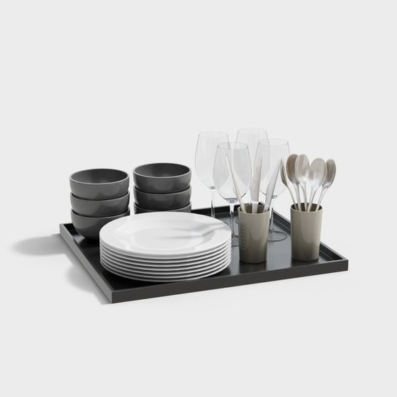 Minimalist Tableware 3D model for Modern Spaces