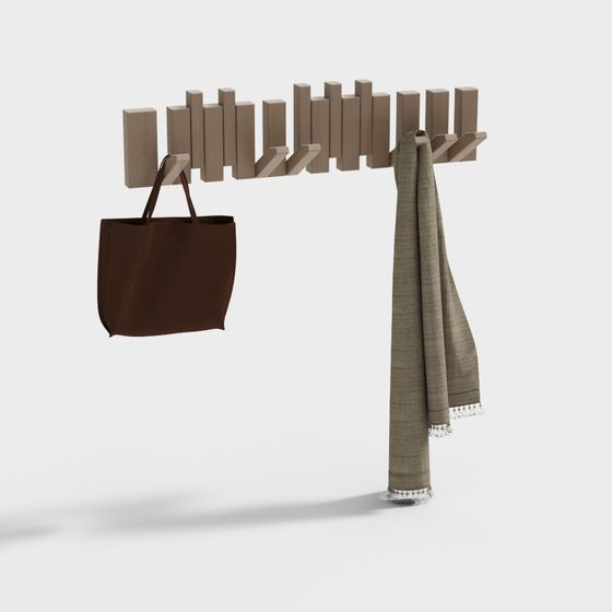 Stylish Wooden Hook 3D model for Modern Interiors