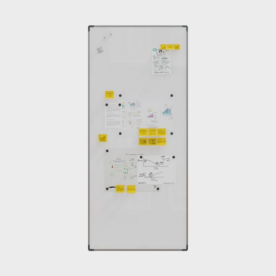 Whiteboard Low-Poly High-Detail 3D model