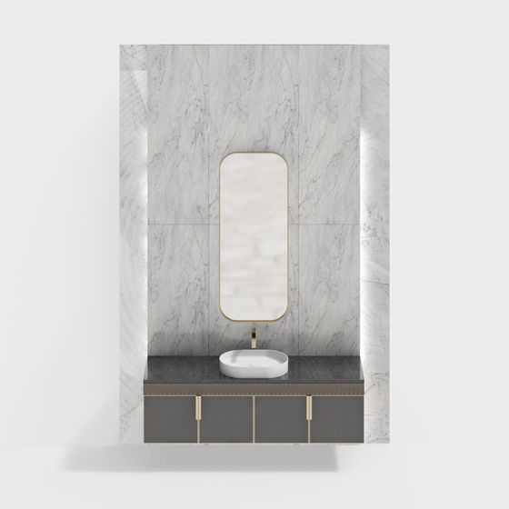 Elegant Bathroom Vanity 3D model Design for Modern Interiors