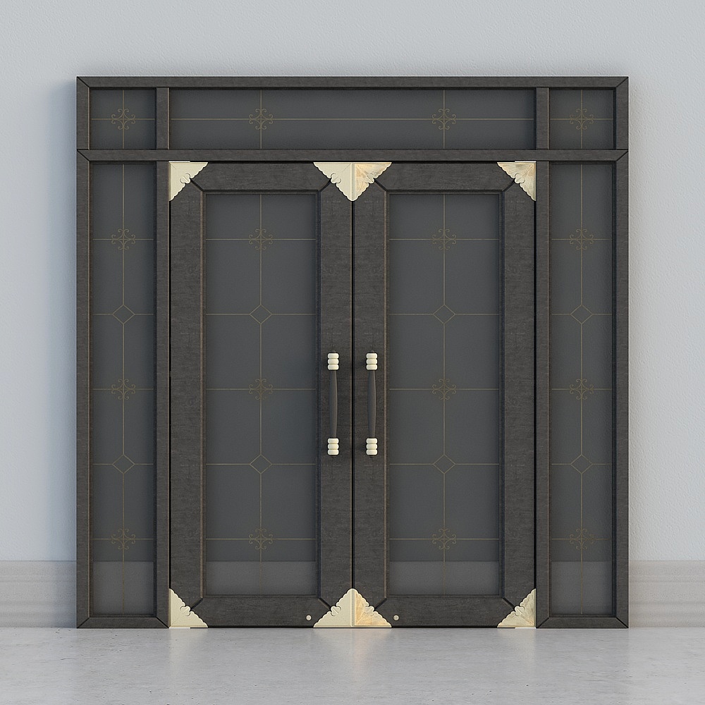 Aluminum and Glass Door with Flower Pattern