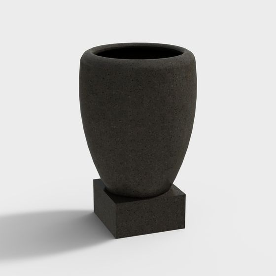 Stylish Low-Poly Concrete Planter 3D Model