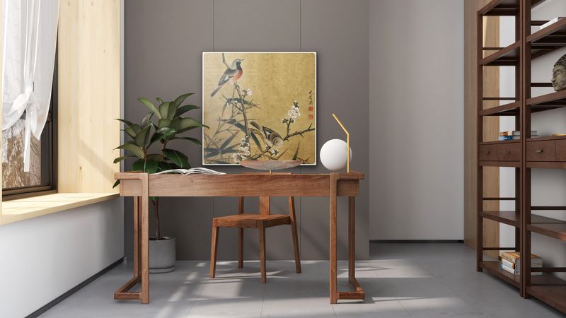 Contemporary Chinese Study with Brown Hues