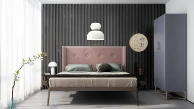 Modern Pink & Black Bedroom with Oriental Touch