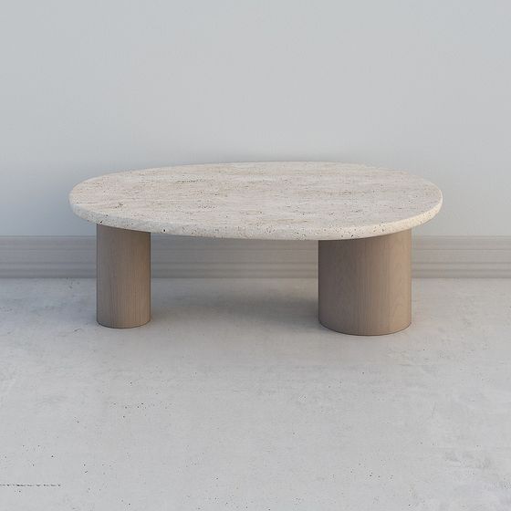 Curved Wood and Stone Table 3D model