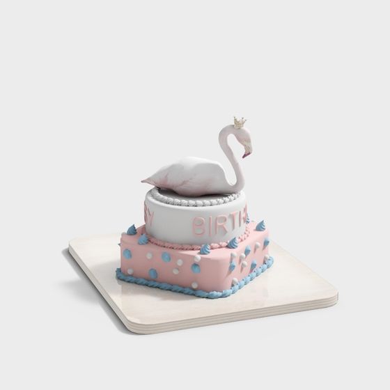 Charming Flamingo Birthday Cake 3D model