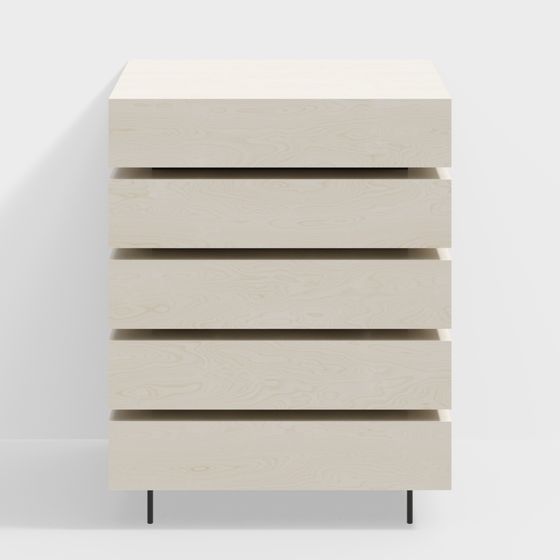 Wood Grain Drawer Cabinet 3D model