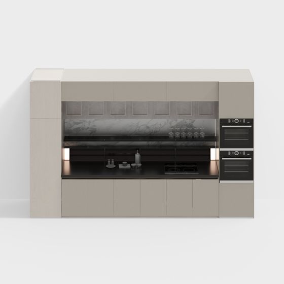 Modern Minimalist Kitchen 3D model Design