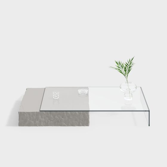 Elegant Glass Concrete Coffee Table 3D model for Modern Interiors