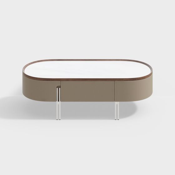 Elegant Oval Coffee Table 3D model for Modern Interiors