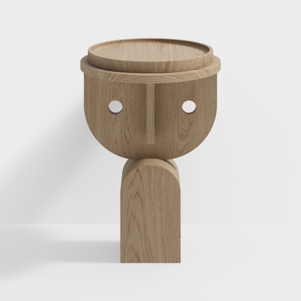 Wooden Robot 3D Model – Low Poly Wood Texture