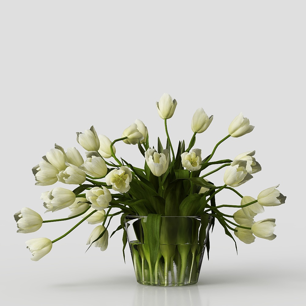 Elegant Vase and Tulip 3D Model – Low-Poly Floral Design