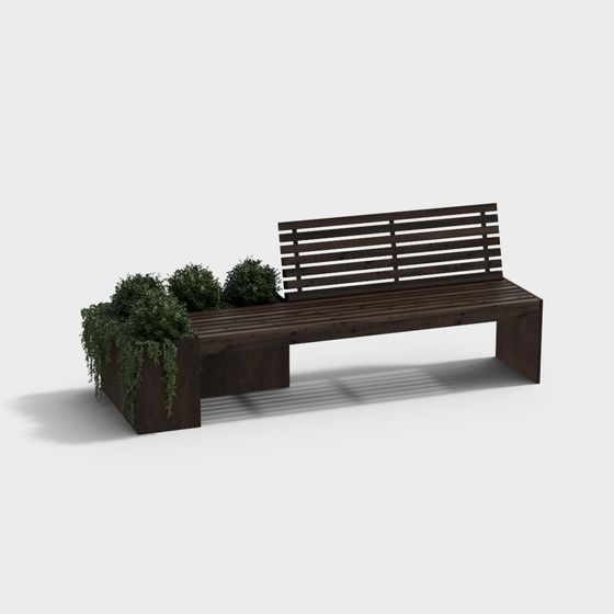 Low-Poly Park Bench 3D model for Urban Nature Harmony