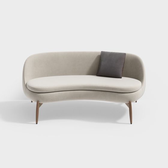 Stylish Curved Sofa 3D model for Modern Interiors