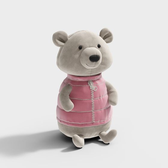 Charming 3D Bear Model in Pink Vest for Kids