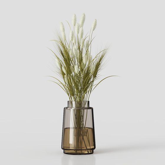 Herbs in Glass Vase 3D model for Creative Projects