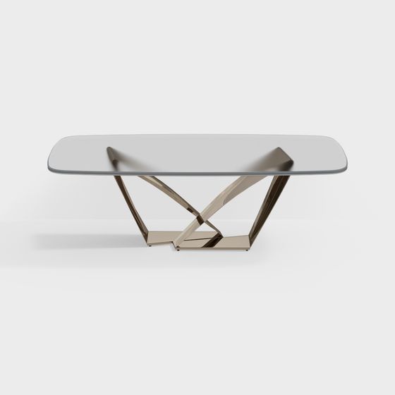 Sleek Glass Dining Table 3D model