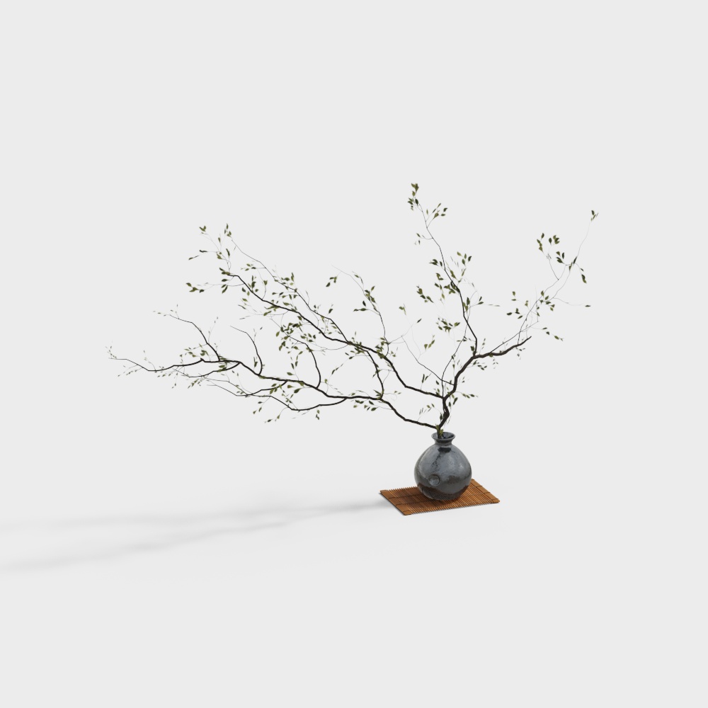 plum branch in a pot