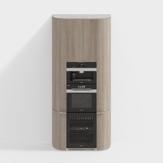 Curved Kitchen Island Cabinet 3D model